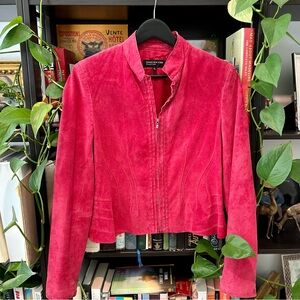 Vintage genuine leather suede fitted red jacket size small 90s